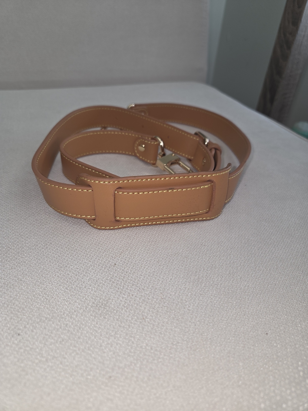 Tan Leather Adjustable Strap With Swivel Clasp Hook